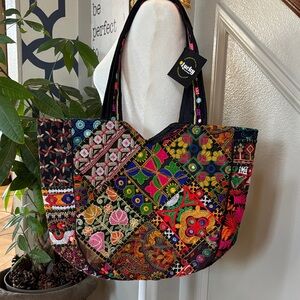 Colorful Embroidered Tote Bag